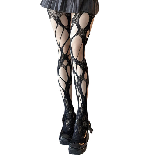 New Ripped Pantyhose - Sexy Fishnet Tights for Edgy Style, Tearable Subculture Design